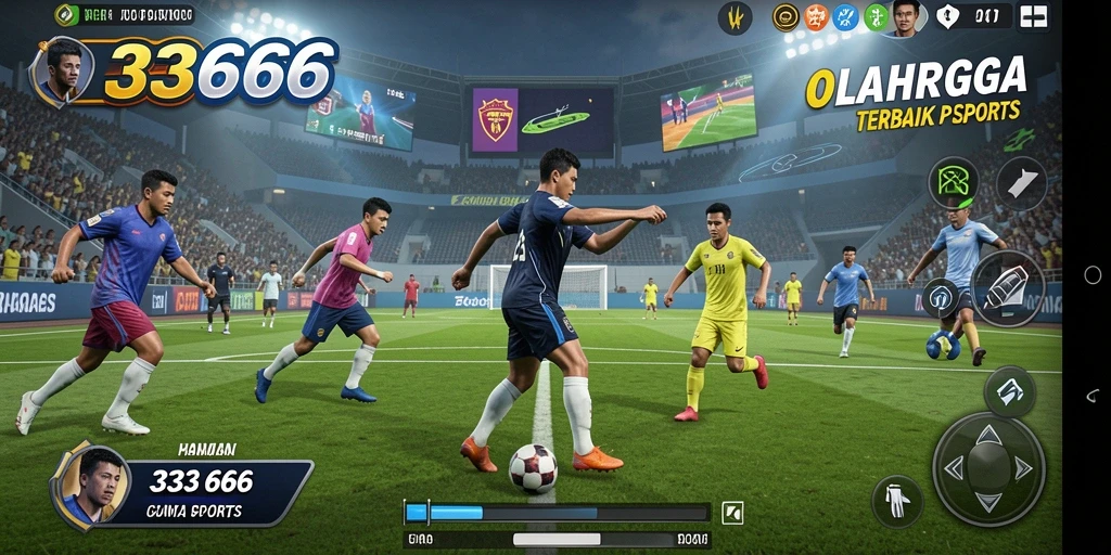 Gameplay seru dalam 333666 yang menampilkan aksi olahraga.
