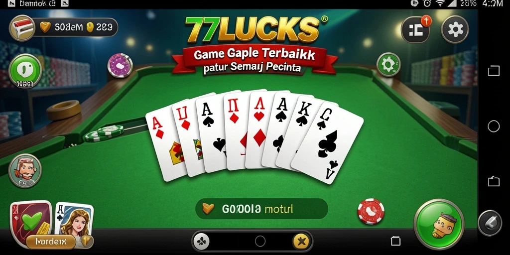 Tampilan gameplay seru dari aplikasi Gaple 77LUCKS.
