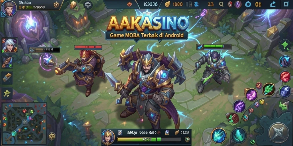 Screenshot gameplay AAKASINO yang menunjukkan pertarungan seru MOBA.