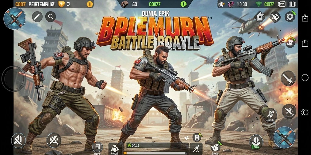 Tampilan mendebarkan dari gameplay C0077 dalam aksi Battle Royale.