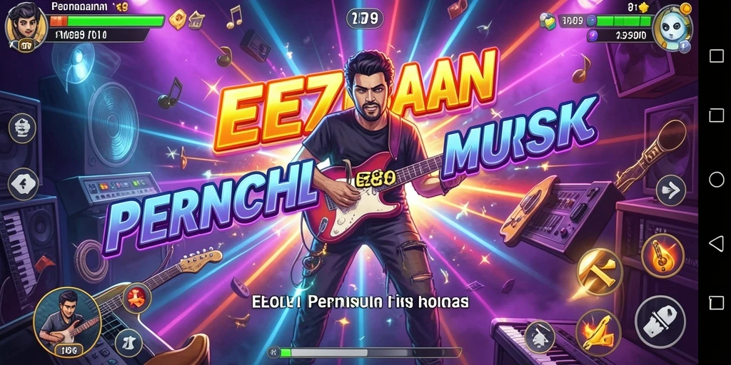 Tangkapan layar permainan EE789 menampilkan gameplay musik yang interaktif.