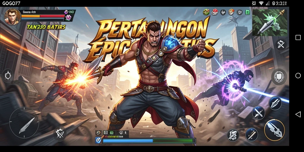 Tangkapan layar gameplay GOGO77 menampilkan pertarungan yang intens dan karakter dinamis.