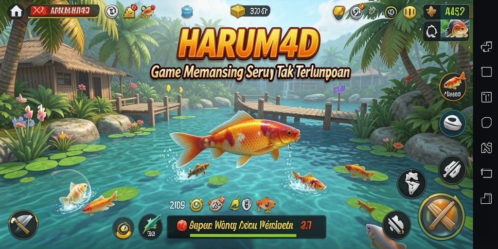 Screenshot utama HARUM4D menampilkan momen memancing yang mendebarkan.