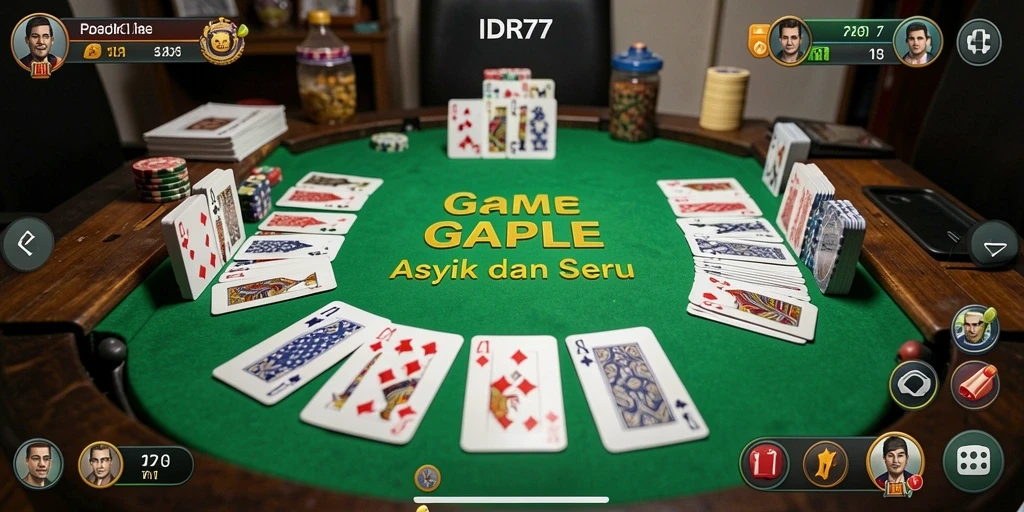 Screenshot gameplay IDR77 menampilkan suasana permainan Gaple yang mengasyikkan.