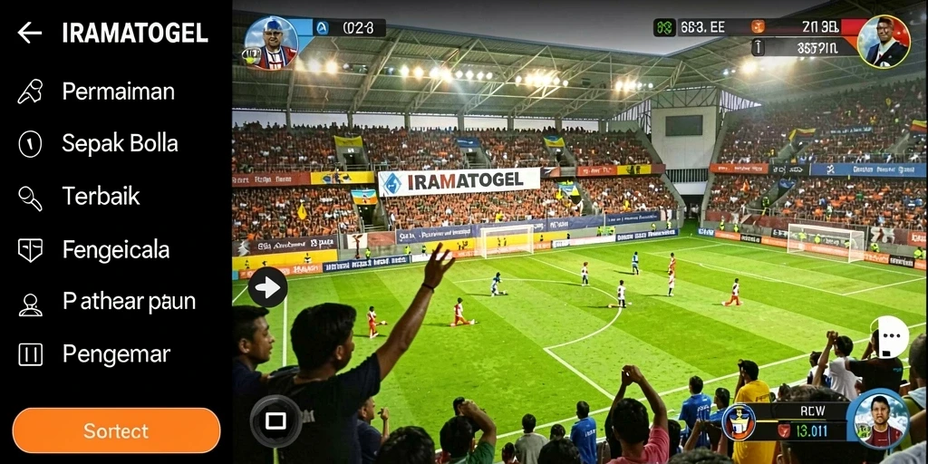 Gameplay menarik di IRAMATOGEL dengan suasana pertandingan sepak bola.