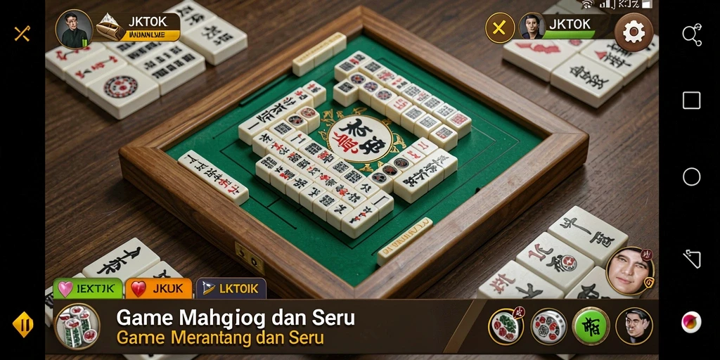 Tampilan gameplay JKTOK dengan desain ubin Mahjong yang indah.