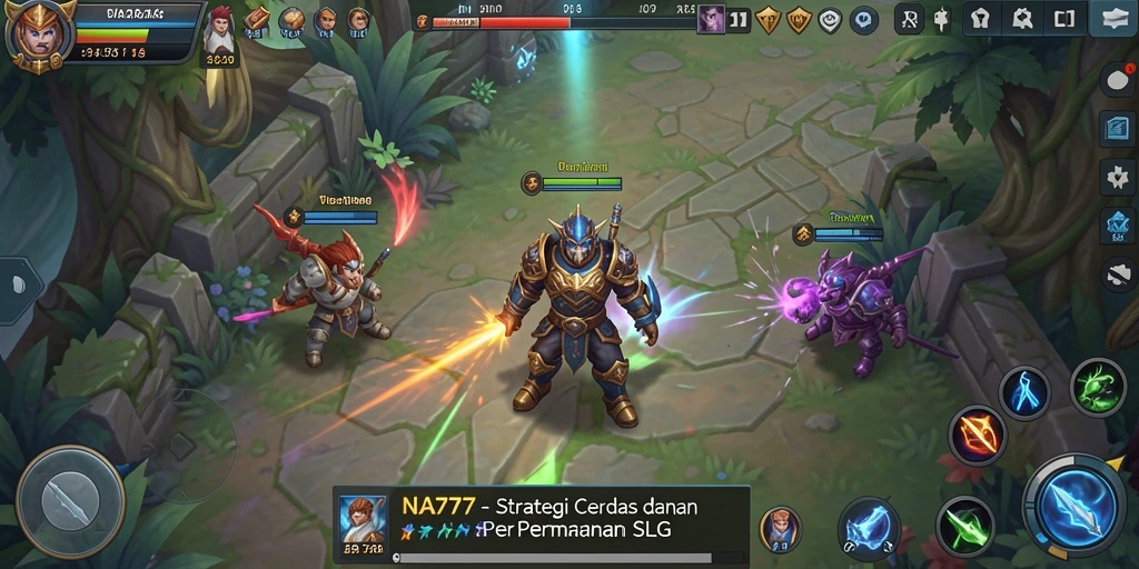 Tangkapan layar gameplay NA777 menampilkan strategi pertempuran yang seru.