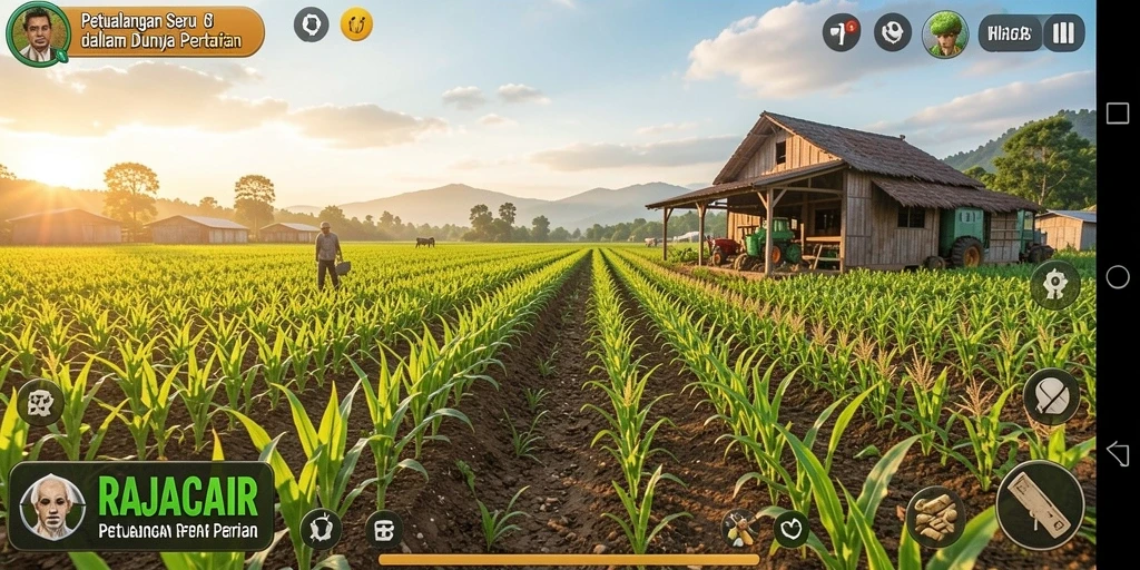 Tampilan gameplay RAJACAIR yang mencerminkan aktivitas pertanian yang menarik.