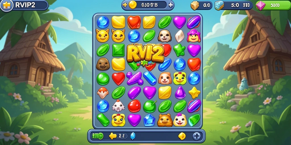 Screenshot gameplay RVIP2 yang menampilkan aksi Match-3.