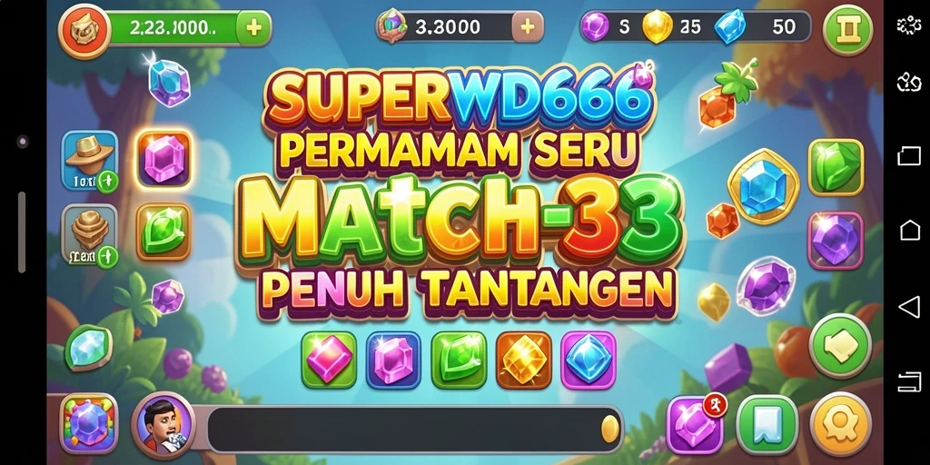 Screenshot gameplay SUPERWD666 menampilkan aksi seru mencocokkan elemen warna.